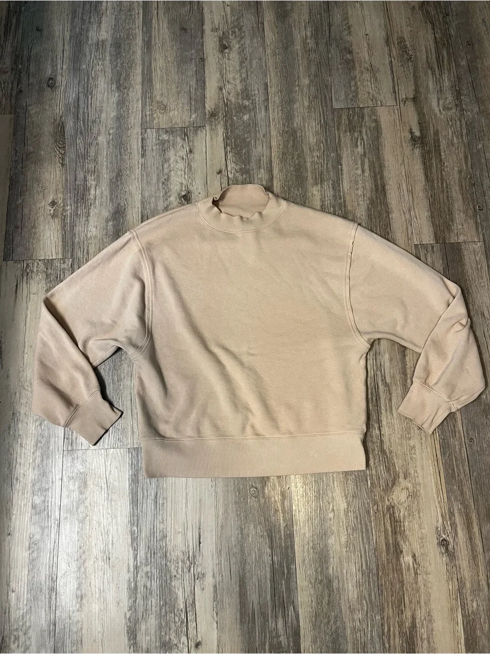 Alo Yoga Freestyle Sweater Mock Neck Beige Size Small Casual Travel Lounge